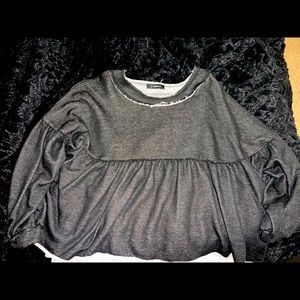 J Roberts Black Flare Arm Blouse